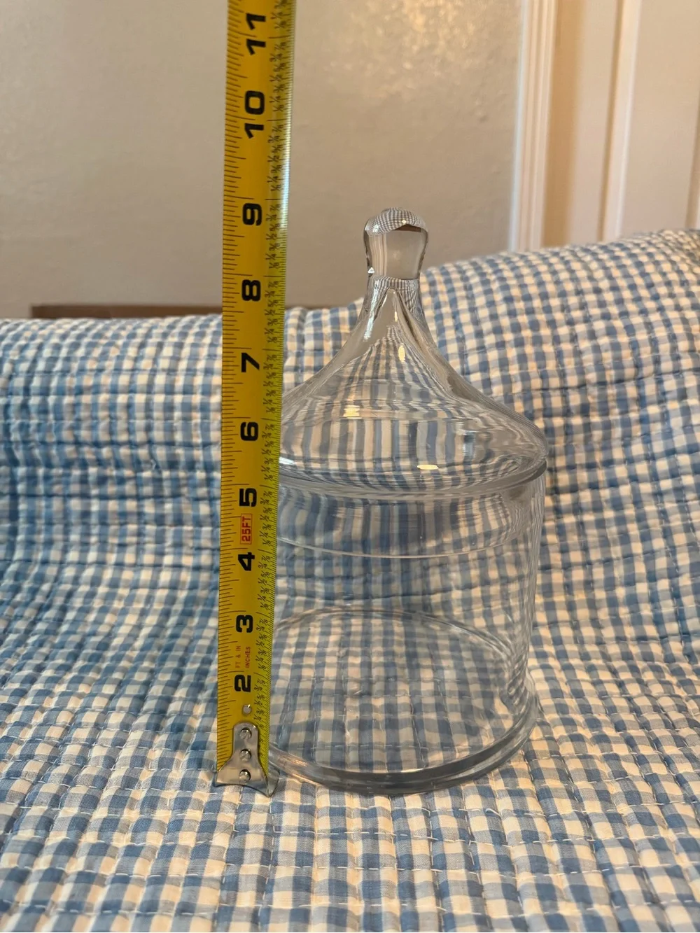 Clear Glass Cylinder Lidded Jar Canister Handle Lid 9